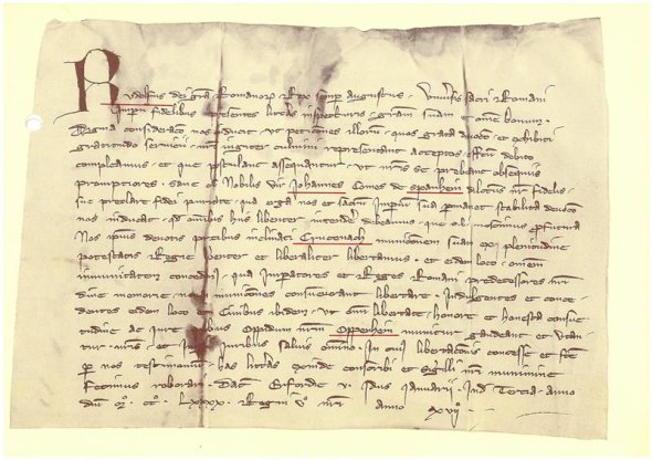 Foto: Urkunde vom 9. Januar 1290