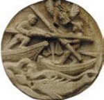 Bild: Motiv Fischerstechen als Mauerkopf-Medaillon Hochwasserschutz Roseninsel