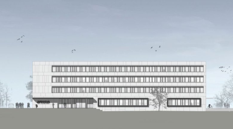 Außenansicht des neuen Justizzentrums (Quelle: Architekturbüro Christl + Bruchhäuser, Frankfurt am Main)