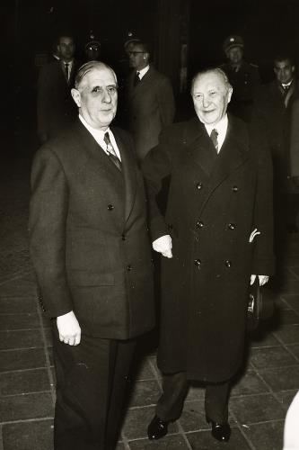 Bild: Konrad Adenauer und Charles de Gaulle beim Treffen in Bad Kreuznach